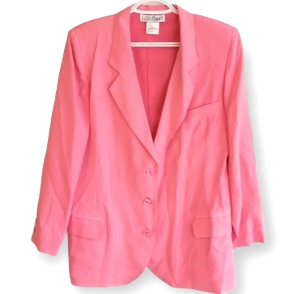 *LAST CHANCE* Vintage Silk Pink Oversized Single Breasted Blazer Size XS
